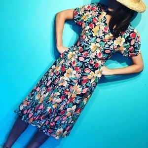 Nicole Miller RARE vintage floral silk day dress size 6